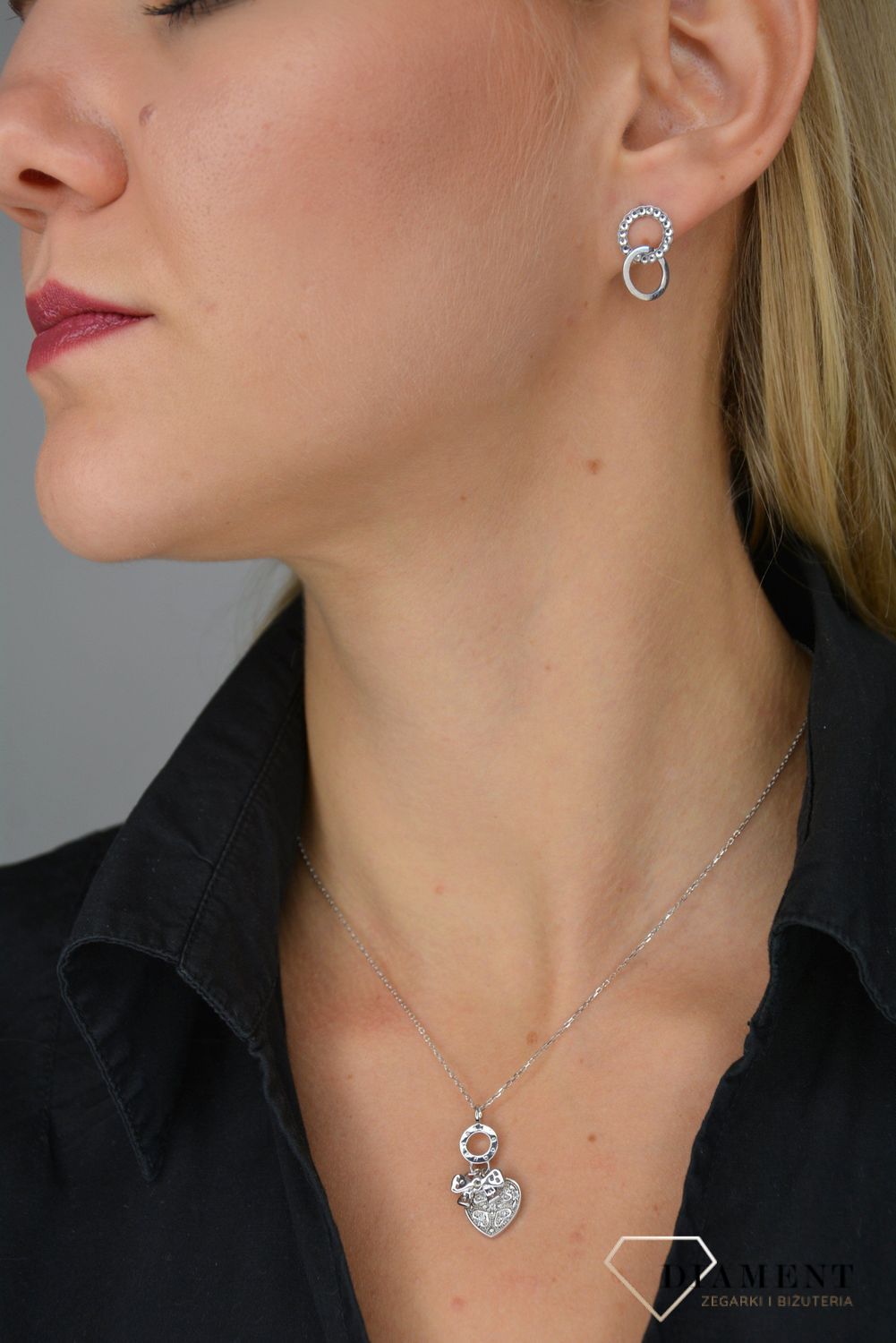 Naszyjnik srebrny celebrytka serce z kokardką N VI312 070.jpg